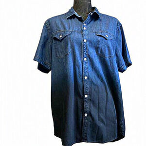 INC INTERNATIONAL CONCEPTS BUTTON UP‎ SHORT SLEEVE WOMEN'S OMBRE' SHIRT SIZE L